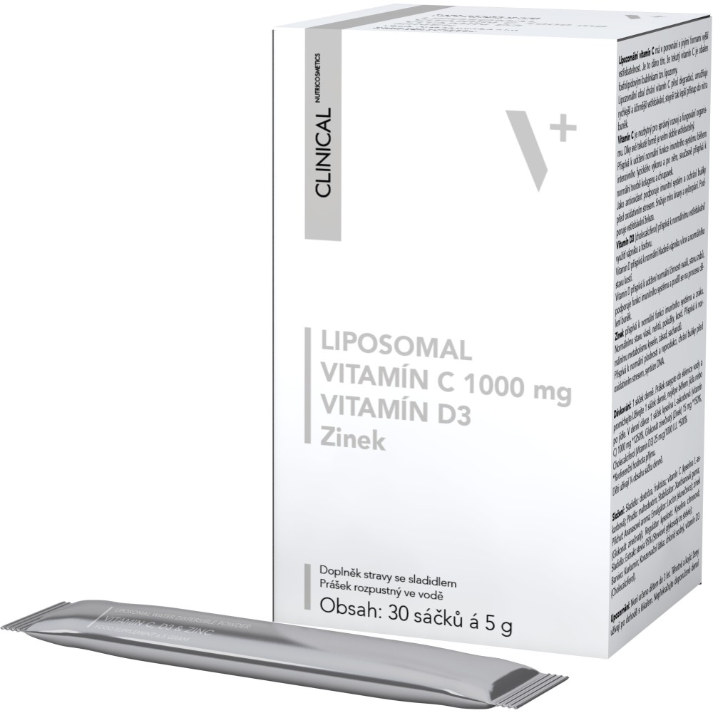 LIPOSOMAL Vitamín C D3 Zinek   30 sáčků á 5g + Skleněný pilník